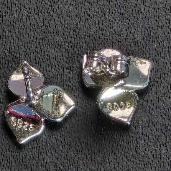 Sterling Silver Purple Enamel Flower‎ Stud Earrings (NWOT) - Picture 3 of 6